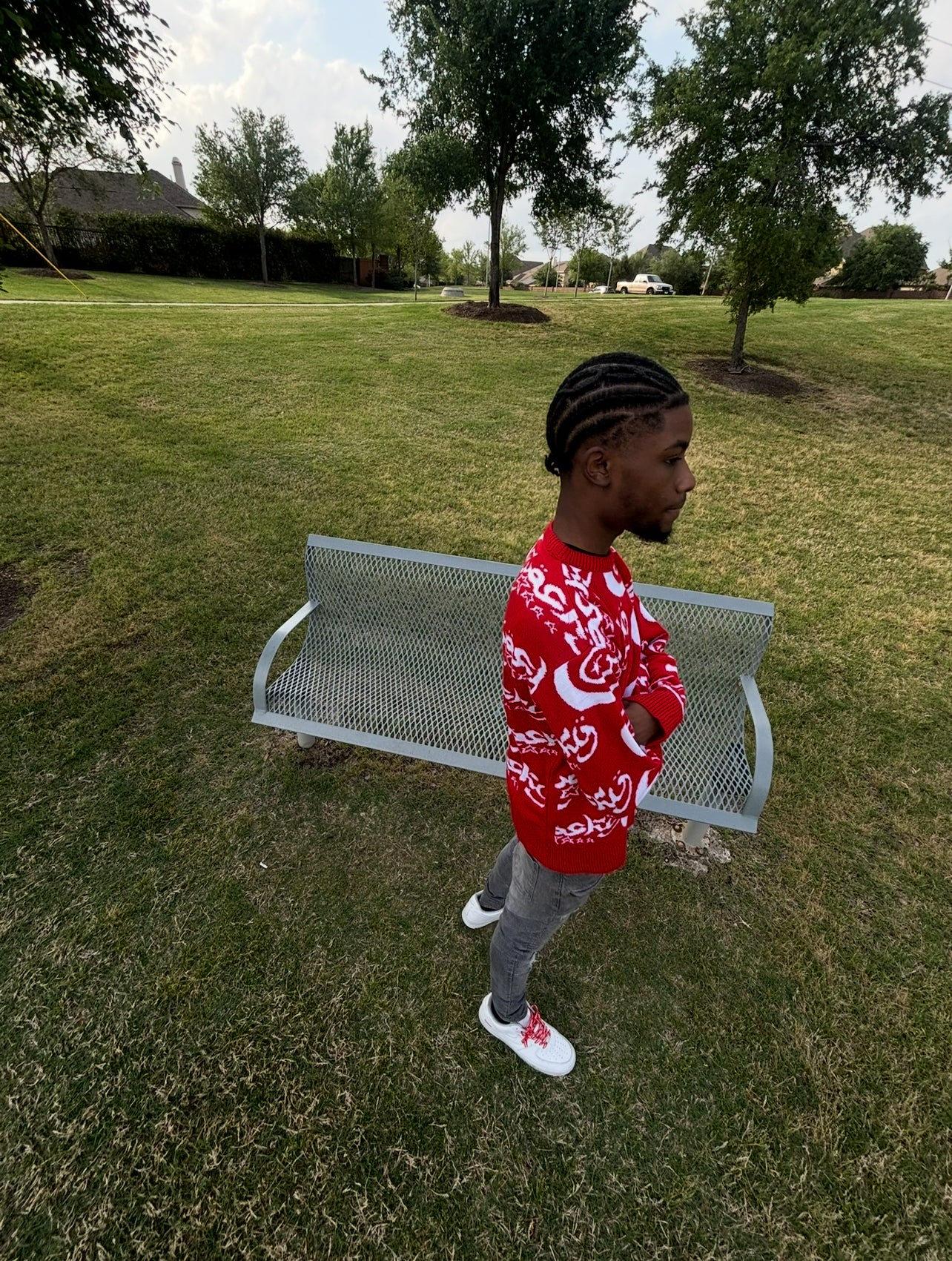 WOCKY Allover Logo Sweater Red