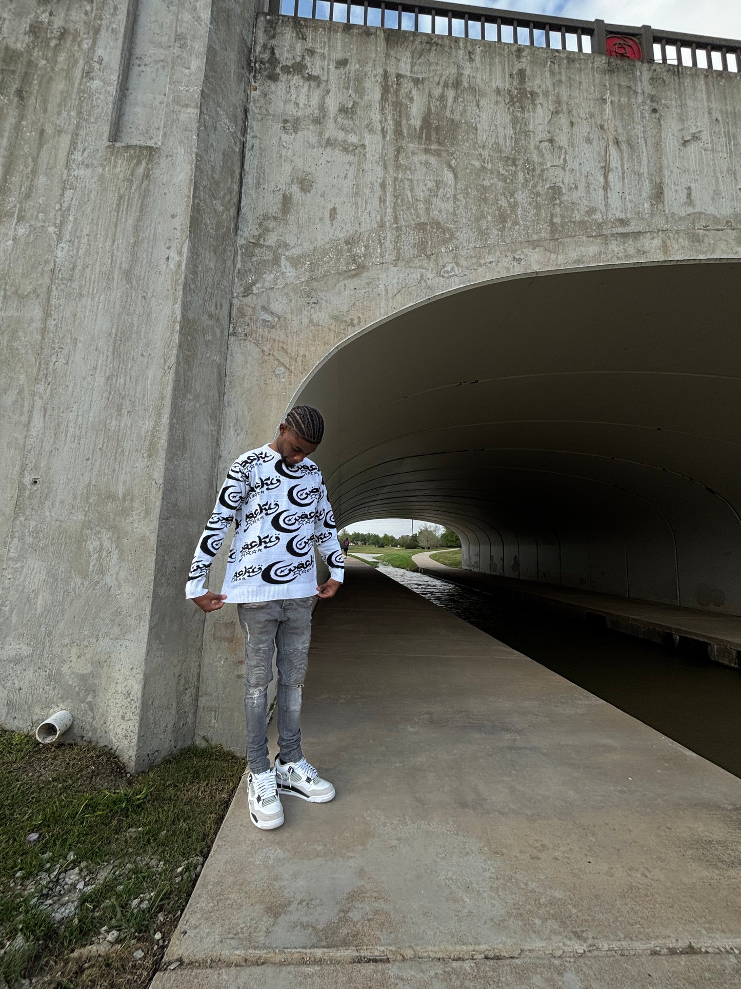 WOCKY Allover Logo Sweater White