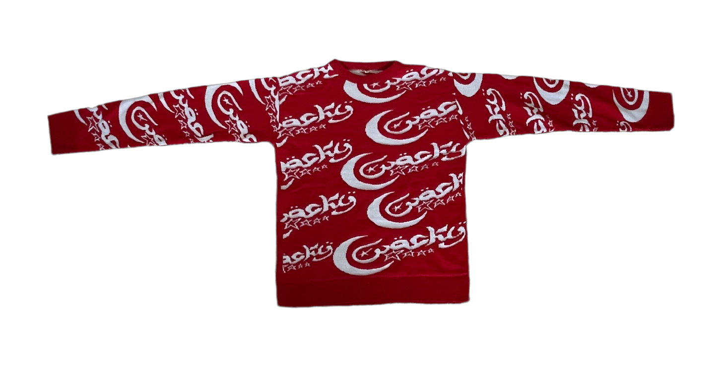 WOCKY Allover Logo Sweater Red