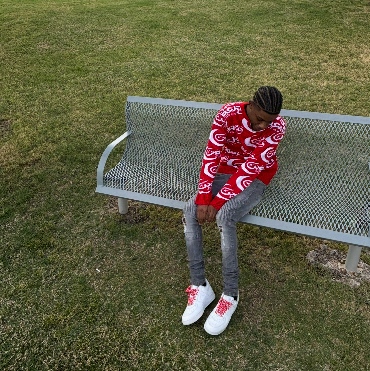 WOCKY Allover Logo Sweater Red