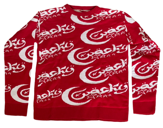 WOCKY Allover Logo Sweater Red