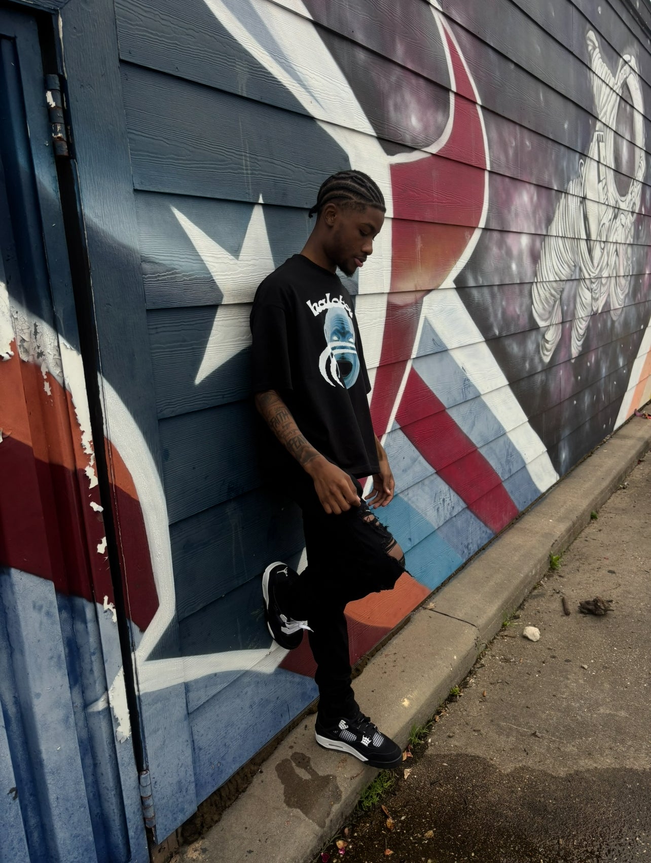 Haloboy Blue Jack Boxy Tee Black