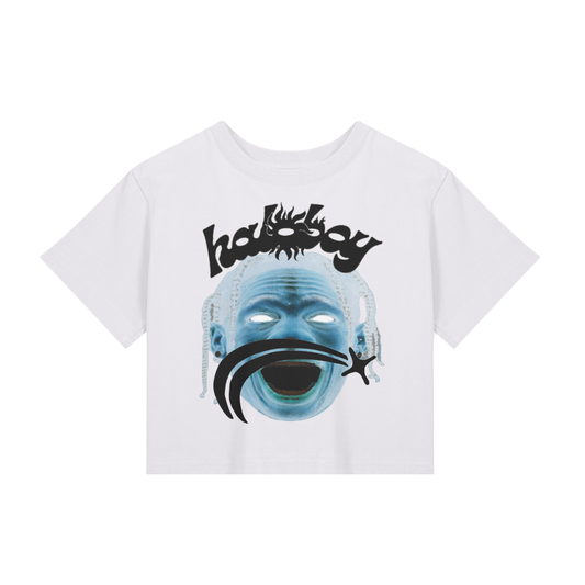 Haloboy Blue Jack Cropped T-Shirt White