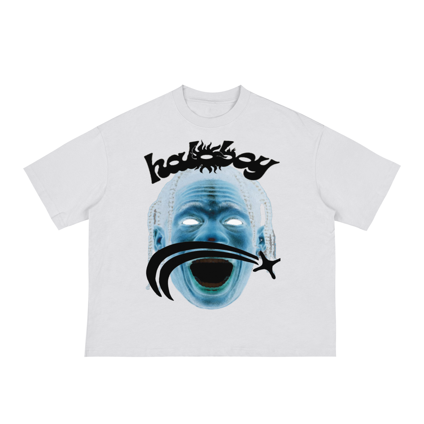 Haloboy Blue Jack Boxy Tee White