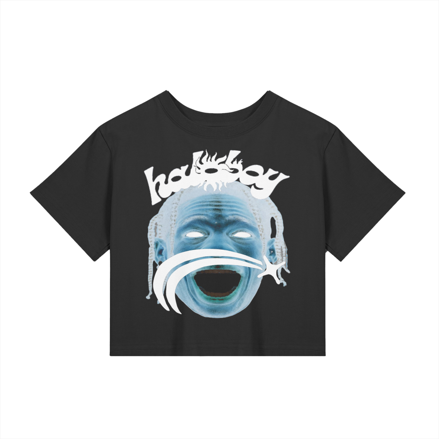 Haloboy Blue Jack Cropped T-Shirt Black